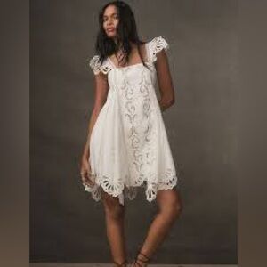 Anthropologie Forever That Girl Square Neck Asymmetrical Lace Mini Dress